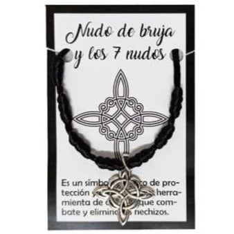 Pulsera negra  NUDO DE BRUJA y SIETE NUDOS